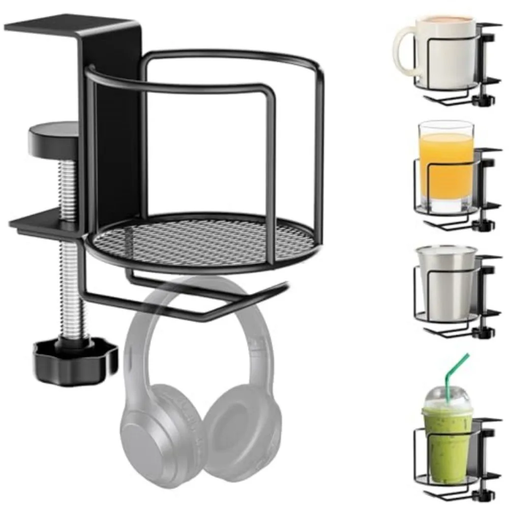 Headphone Stand Desk - Penyangga Cangkir Meja 2-in-1 yang Dapat