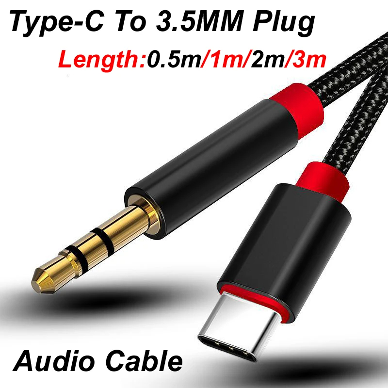 Audiophile Headphone Wired - USB-C tipe-c 0.5m/1m/2m/3m, Adaptor kabel AUX