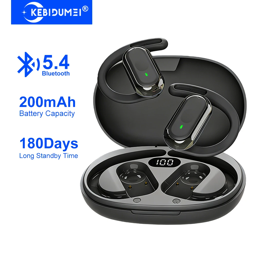 Sports Earphone Hook - Earphone Bluetooth 5.4 KEBIDUMEI Open-Ear dengan