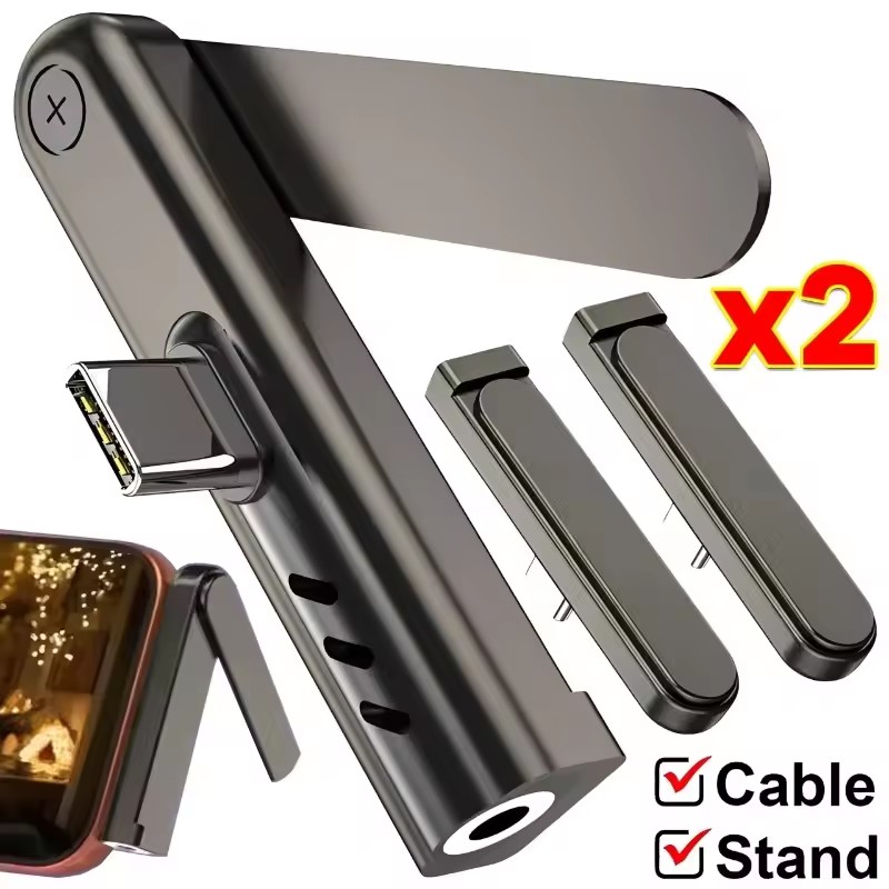 Headphone Stand Desk - 2/1 Buah Adaptor Lipat Braket Audio