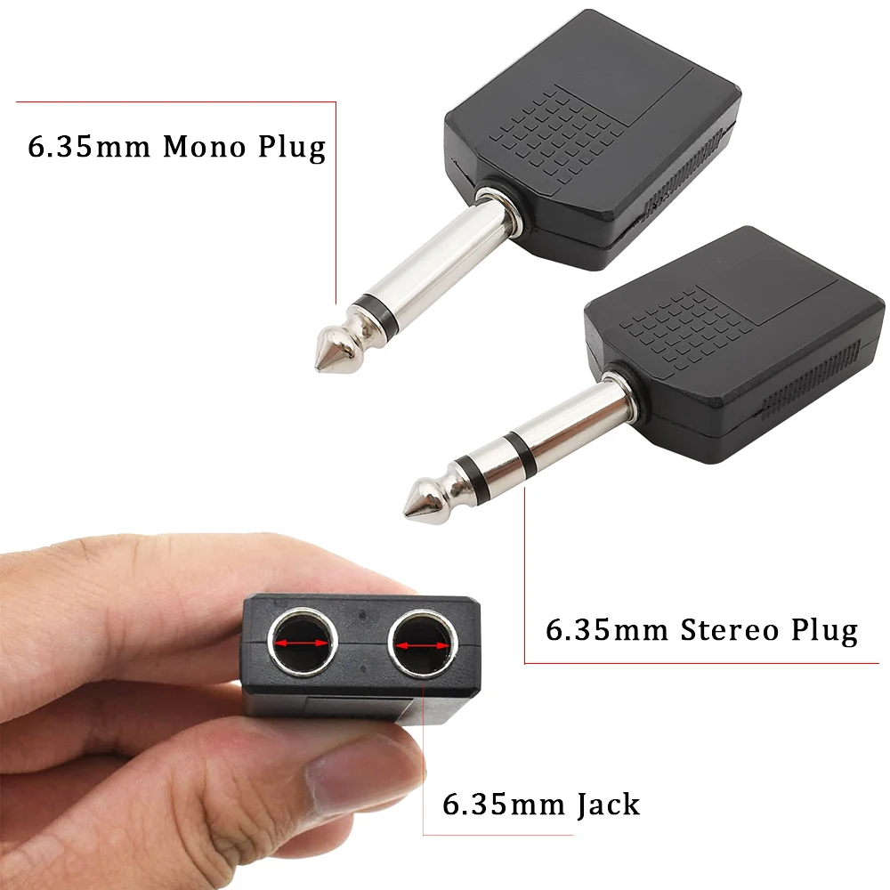 Earphone Splitter Jack - 2 buah 1/4 inci TS Mono
