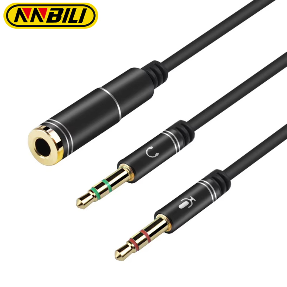 Earphone Splitter Jack - NNBILI Mini Jack 3.5 Mikrofon Headphone