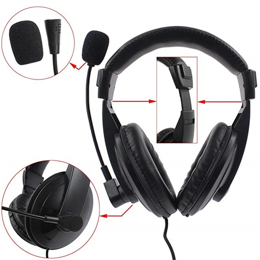 Wired Earphone Mic - Headphone Overhead pembatalan kebisingan profesional dengan