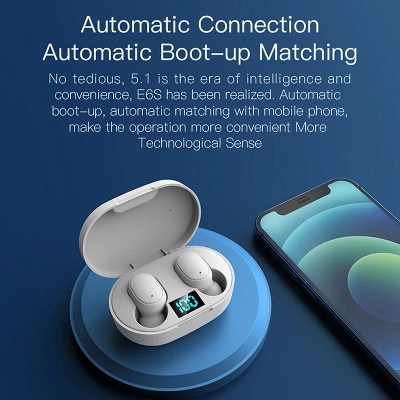 2026 TWS E6S Fone Earphone Blu - Bluetooth Headset On Ear ulasan dan harga