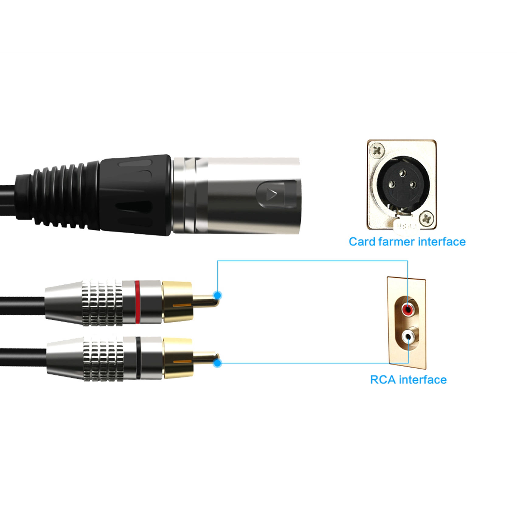 1 XLR laki-laki ke 2 RCA laki- - Audio Splitter Y ulasan dan harga