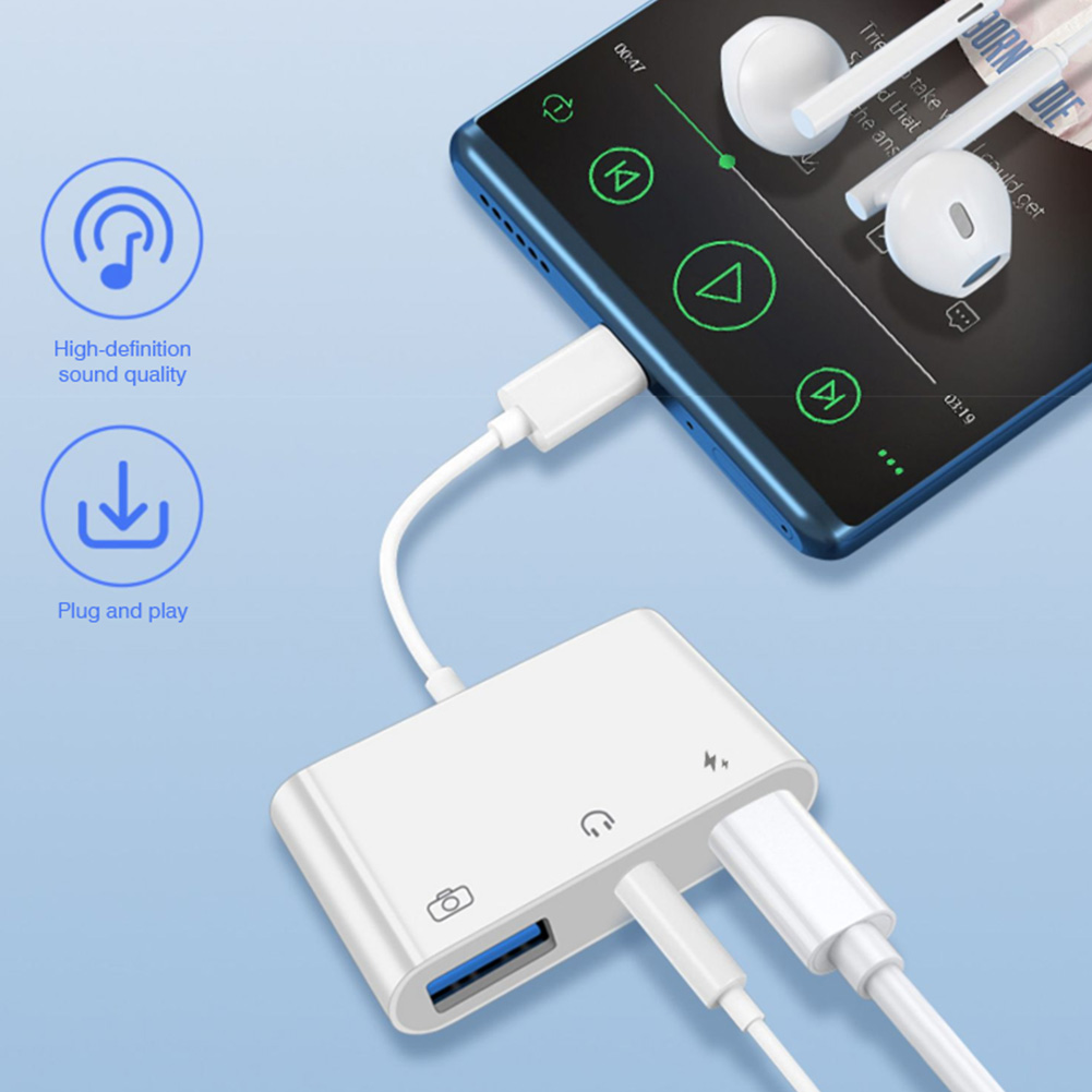 Adaptor Audio 3 in 1 Tipe C ke - Earphone Splitter Jack ulasan dan harga