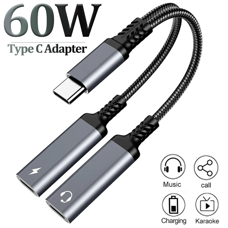 OTG 2 IN 1 USB C Splitter ke D - Earphone Splitter Jack ulasan dan harga