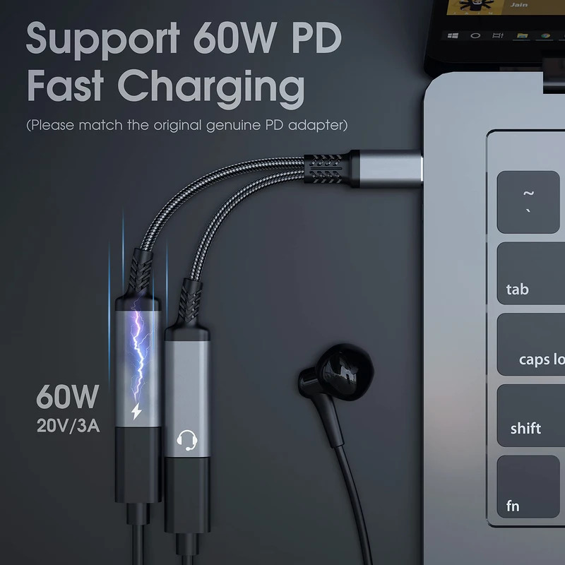 OTG 2 IN 1 USB C Splitter ke D - Earphone Splitter Jack ulasan dan harga