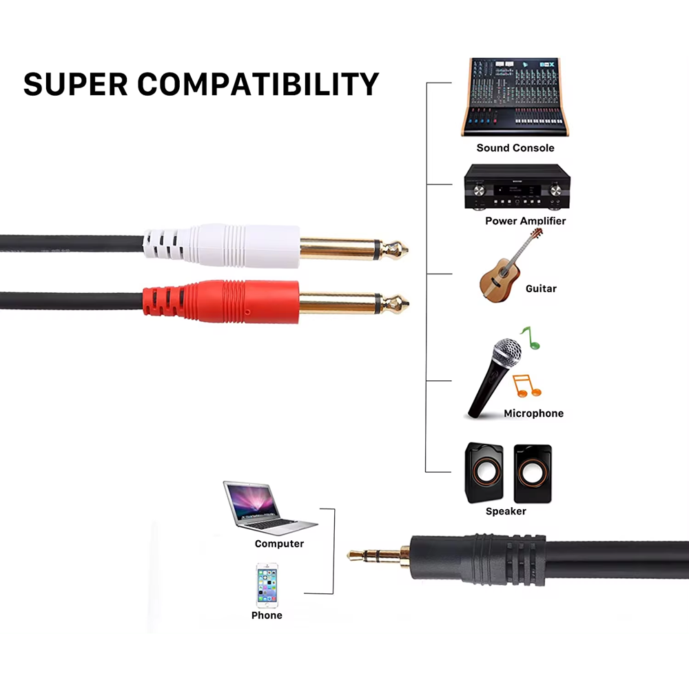 TRS 3.5Mm Ke Dual 6.35Mm TS Y  - Audio Splitter Y ulasan dan harga